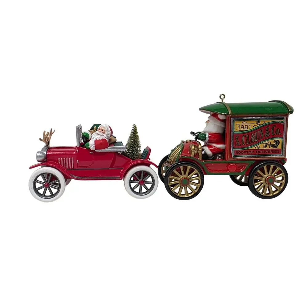 Lot of 3 Hallmark Santa Vehicle Ornaments 1981 1991 1993 No Boxes